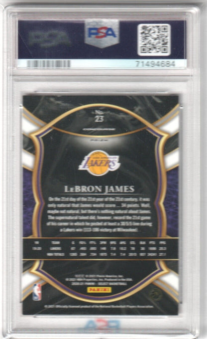 LEBRON JAMES 2020 - 21 Panini Select Red White Orange Flash #23 PSA 8 - LAKERS - Columbia Hobby - Sports Card Boxes - Toploaders - Card Savers
