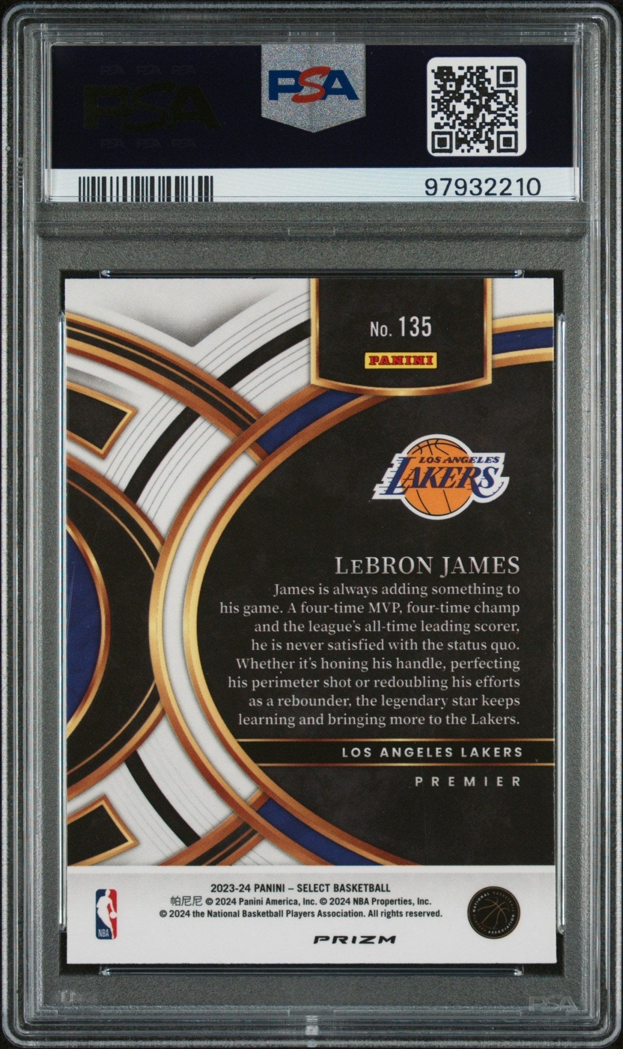 LeBron James 2023 Panini Select #135 Green White Purple Prizm PSA 10 - Columbia Hobby - Sports Card Boxes - Toploaders - Card Savers