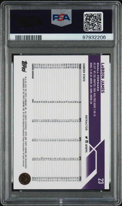 LeBRON JAMES 2023 Topps Chrome #23 Refractor PSA 10 GEM MINT - LAKERS - Columbia Hobby - Sports Card Boxes - Toploaders - Card Savers