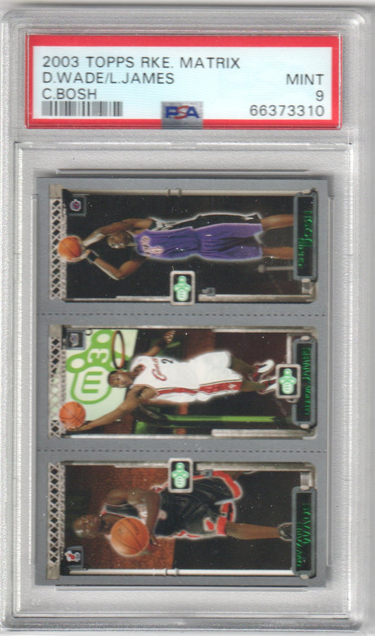 LEBRON JAMES DWAYNE WADE BOSH 2003 Topps Rookie Matrix RC PSA 9 MINT - Columbia Hobby - Sports Card Boxes - Toploaders - Card Savers