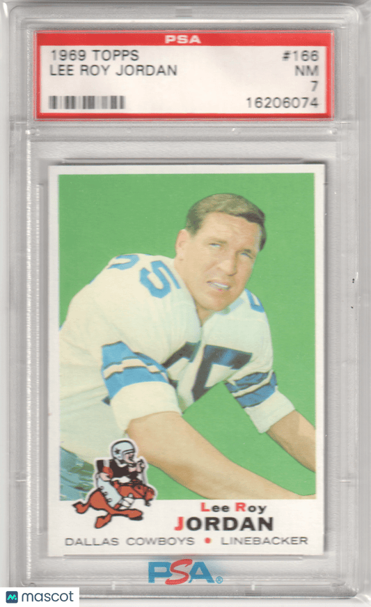 LEE ROY JORDAN 1969 Topps 166 PSA 7 NM - COWBOYS - Columbia Hobby - Sports Card Boxes - Toploaders - Card Savers
