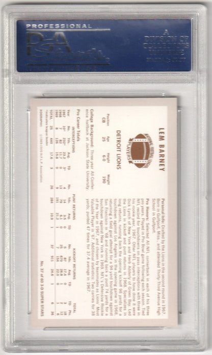 LEM BARNEY 1970 Kellogg's 37 PSA 9 MINT - LIONS - Columbia Hobby - Sports Card Boxes - Toploaders - Card Savers