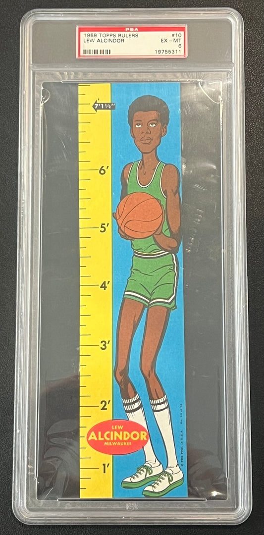 LEW ALCINDOR (Kareem Abdul Jabbar) 1969 Topps Rulers Rookie RC #10 PSA 6 EXMT - Columbia Hobby - Sports Card Boxes - Toploaders - Card Savers