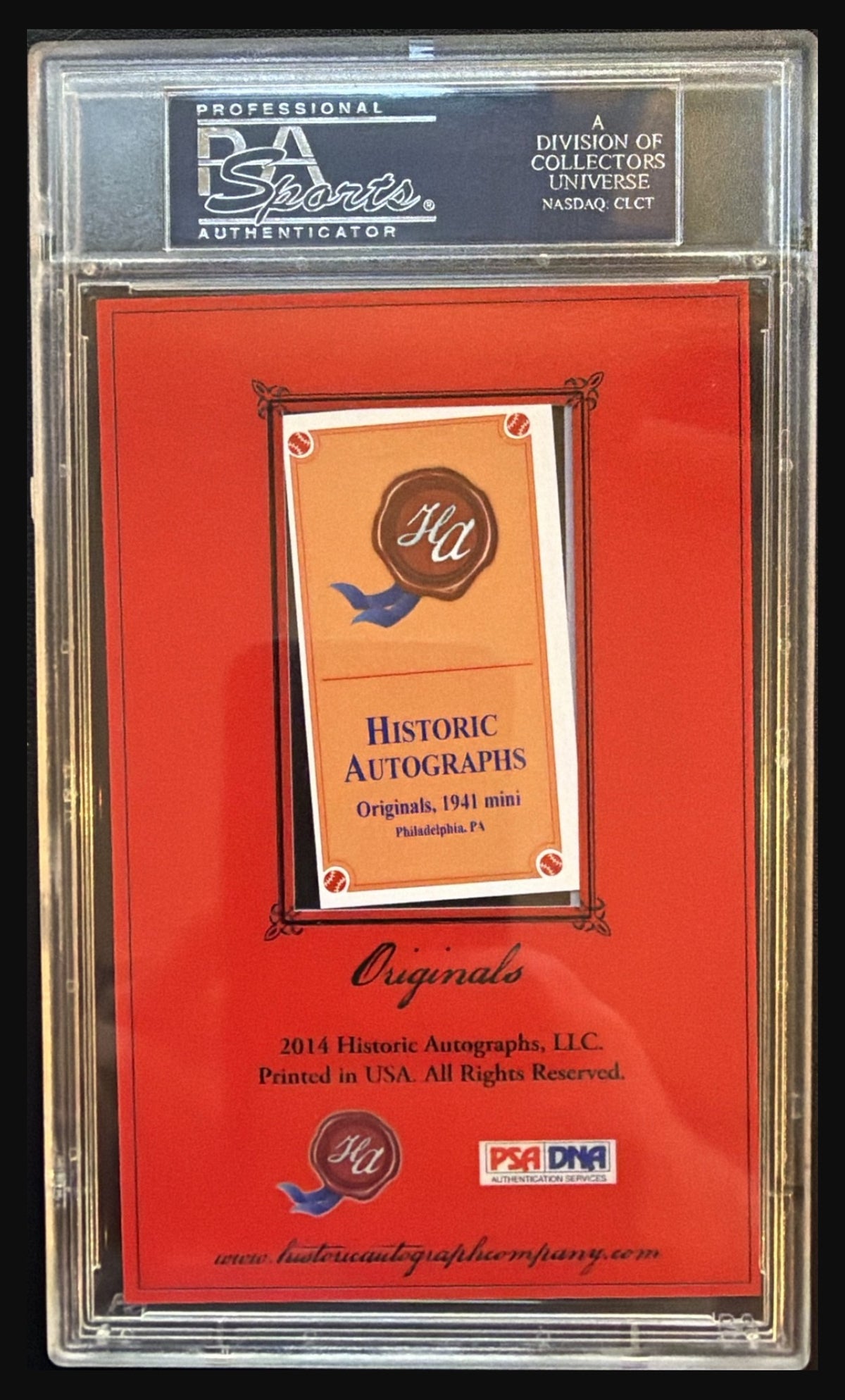 2014 Historic Autographs Originals 1941 Mini Lou Brock autograph #/100 graded PSA/DNA 9 trading card - back