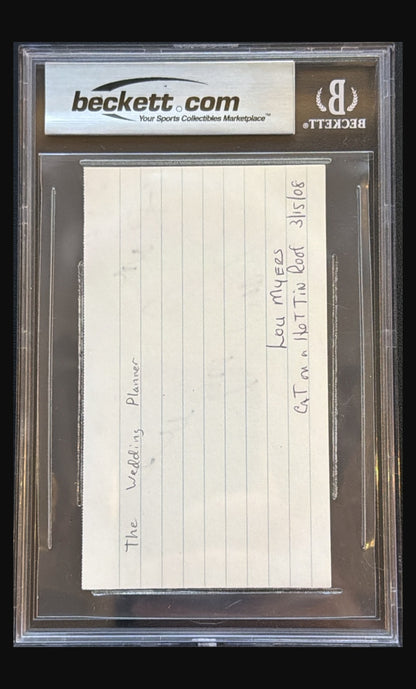 Lou Myers signed index card, Cat on a Hot Tin Roof, Beckett authentic autograph - back