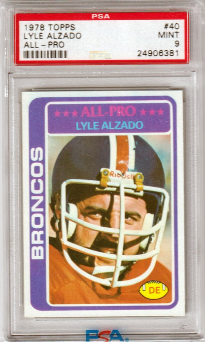 LYLE ALZADO 1978 Topps #40 PSA 9 MINT - BRONCOS - Columbia Hobby - Sports Card Boxes - Toploaders - Card Savers