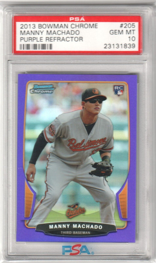 MANNY MACHADO 2013 Bowman Chrome Purple Rookie RC #/199 PSA 10 GEM MINT - PADRES - Columbia Hobby - Sports Card Boxes - Toploaders - Card Savers