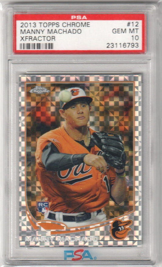 MANNY MACHADO 2013 Topps Chrome X - fractor RC Rookie #12 PSA 10 GEM MINT - PADRES - Columbia Hobby - Sports Card Boxes - Toploaders - Card Savers
