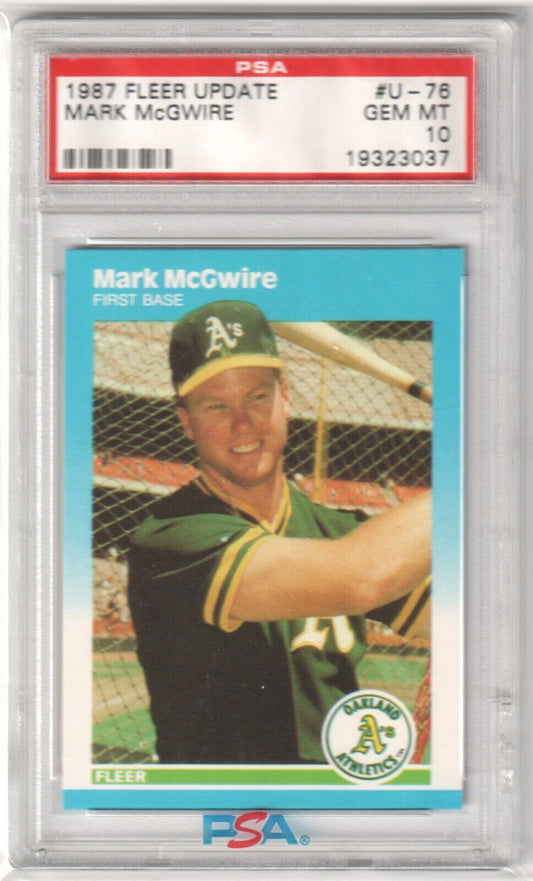 MARK McGWIRE 1987 Fleer Update Rookie RC #U - 76 PSA 10 GEM MINT - ATHLETICS - Columbia Hobby - Sports Card Boxes - Toploaders - Card Savers