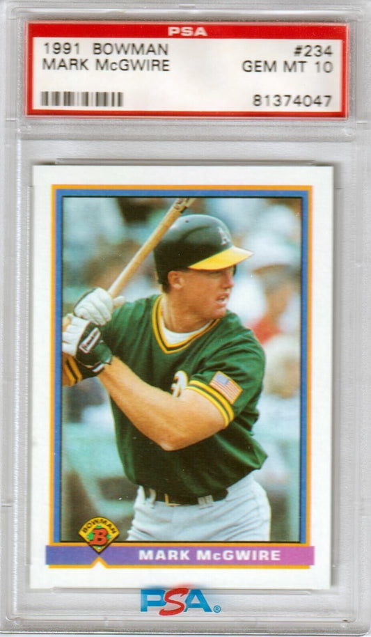 MARK McGWIRE 1991 Bowman #234 PSA 10 GEM MINT - ATHLETICS - Columbia Hobby - Sports Card Boxes - Toploaders - Card Savers