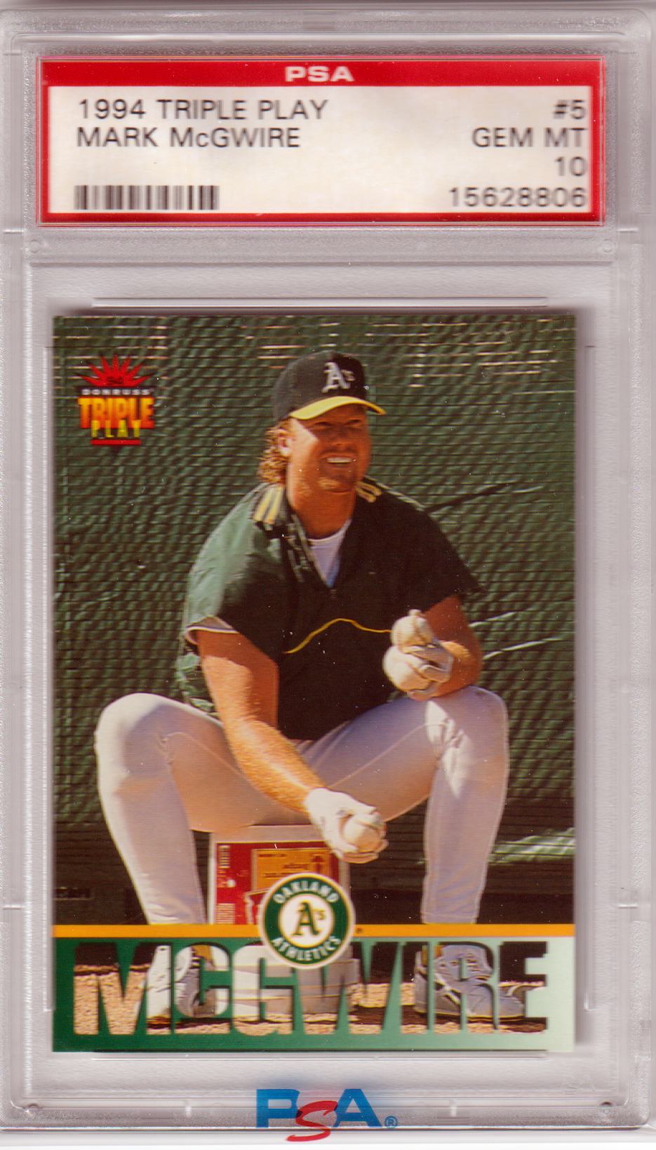MARK McGWIRE 1994 Donruss Triple Play #5 PSA 10 - Columbia Hobby - Sports Card Boxes - Toploaders - Card Savers