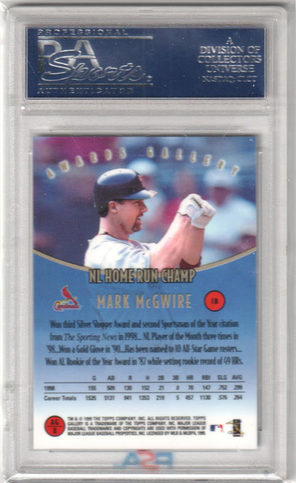 MARK McGWIRE 1999 Topps Gallery Awards Gallery PSA 10 GEM MINT CARDINALS Pop 5 - Columbia Hobby - Sports Card Boxes - Toploaders - Card Savers