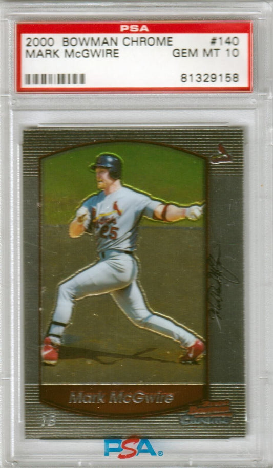 MARK McGWIRE 2000 Bowman Chrome #140 PSA 10 GEM MINT - CARDINALS - Columbia Hobby - Sports Card Boxes - Toploaders - Card Savers
