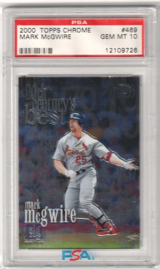 MARK McGWIRE 2000 Topps Chrome #469 PSA 10 GEM MINT - CARDINALS - Columbia Hobby - Sports Card Boxes - Toploaders - Card Savers