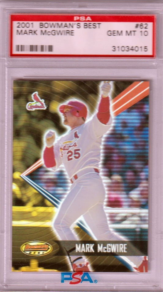 MARK McGWIRE 2001 Bowman's Best #62 PSA 10 GEM MINT - CARDINALS - Columbia Hobby - Sports Card Boxes - Toploaders - Card Savers
