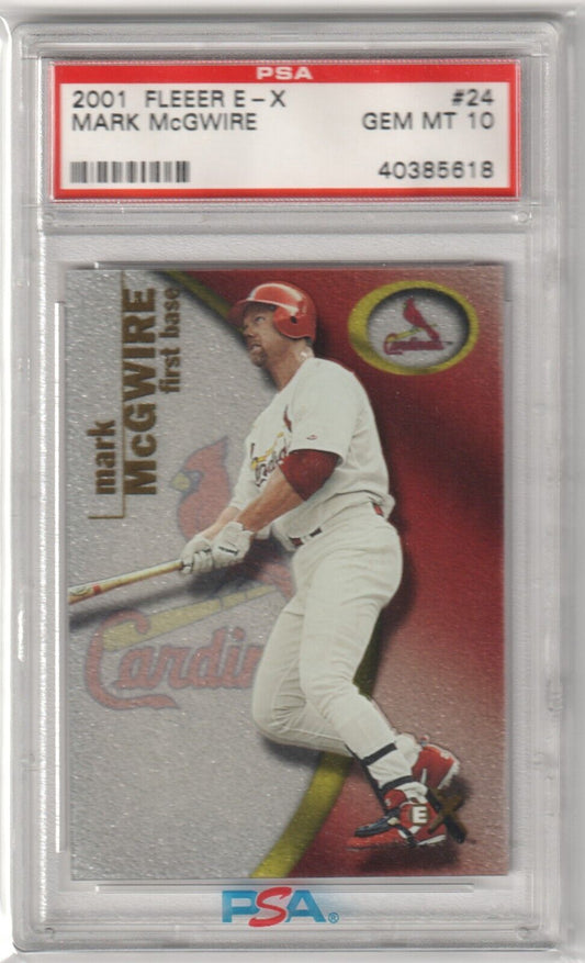 MARK McGWIRE 2001 Fleer E - X #24 PSA 10 GEM MINT - CARDINALS - Columbia Hobby - Sports Card Boxes - Toploaders - Card Savers