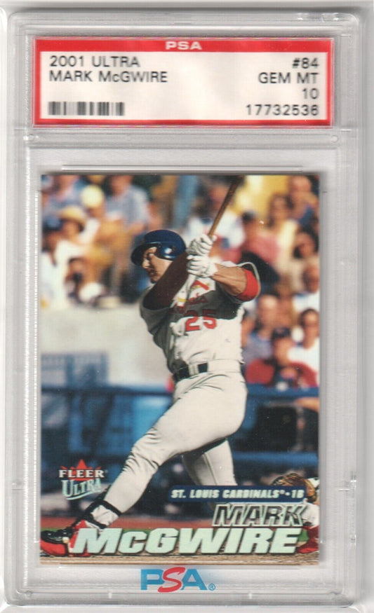 MARK McGWIRE 2001 Fleer Ultra #84 PSA 10 GEM MINT - CARDINALS - Columbia Hobby - Sports Card Boxes - Toploaders - Card Savers