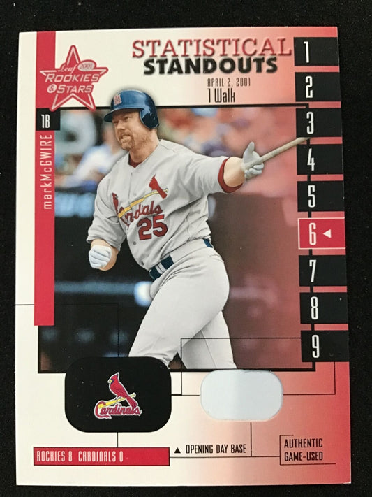 Mark McGwire 2001 Leaf Rookies & Stars Statistical Standouts Base Patch SS - 24 - Columbia Hobby - Sports Card Boxes - Toploaders - Card Savers