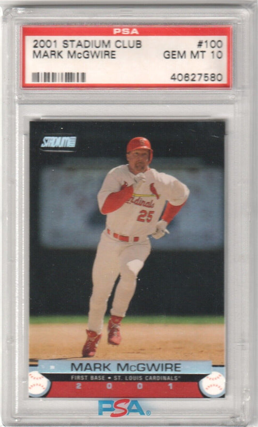 MARK McGWIRE 2001 Topps Stadium Club #100 PSA 10 GEM MINT - CARDINALS - Columbia Hobby - Sports Card Boxes - Toploaders - Card Savers