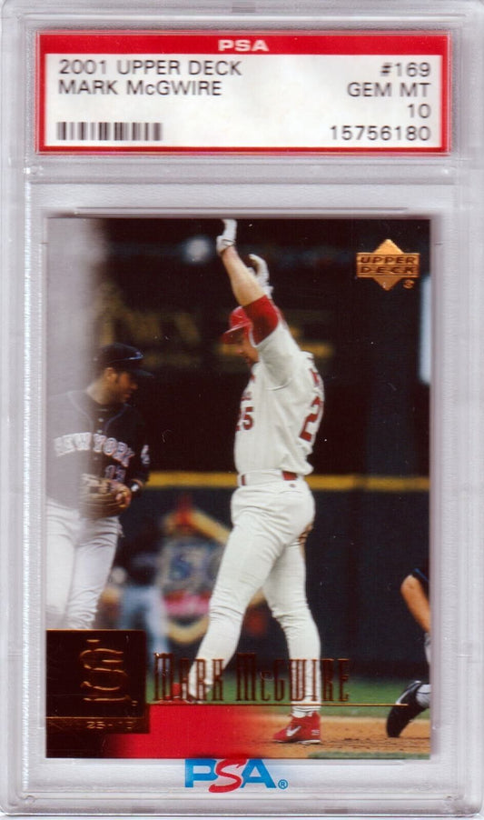 MARK McGWIRE 2001 Upper Deck #169 PSA 10 GEM MINT - CARDINALS - Columbia Hobby - Sports Card Boxes - Toploaders - Card Savers