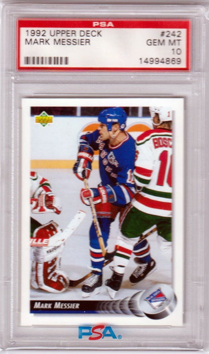 MARK MESSIER 1992 Upper Deck #242 PSA 10 GEM MINT - RANGERS POP 15 - Columbia Hobby - Sports Card Boxes - Toploaders - Card Savers