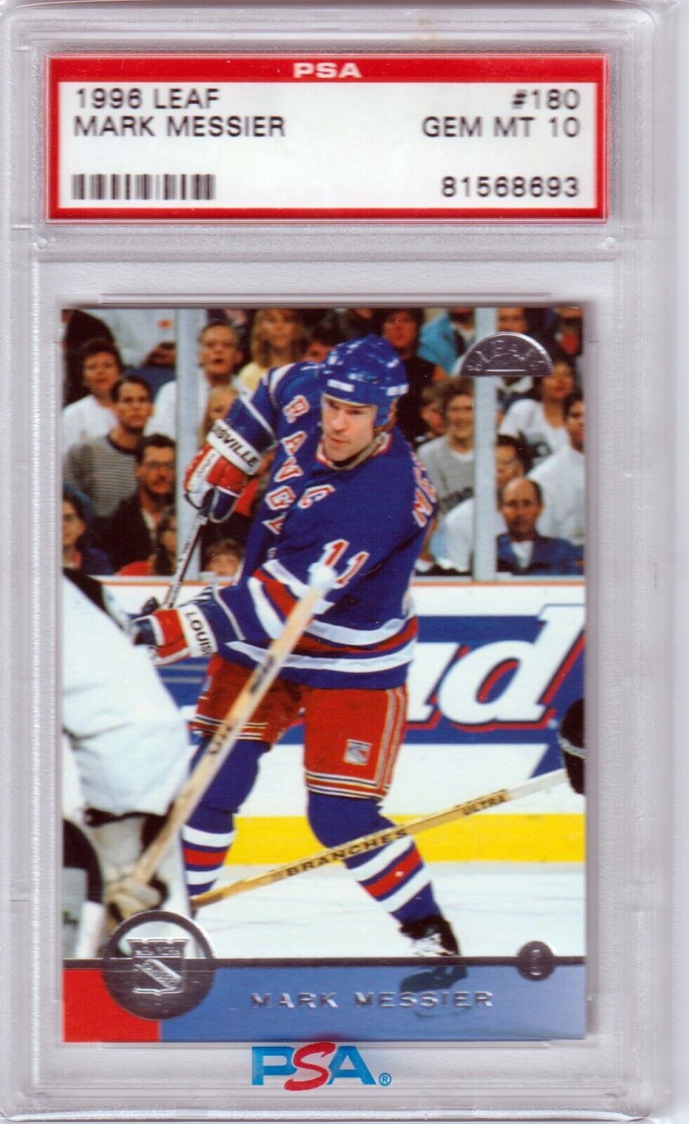 MARK MESSIER 1996 Leaf #180 PSA 10 GEM MINT - RANGERS POP 1 - Columbia Hobby - Sports Card Boxes - Toploaders - Card Savers