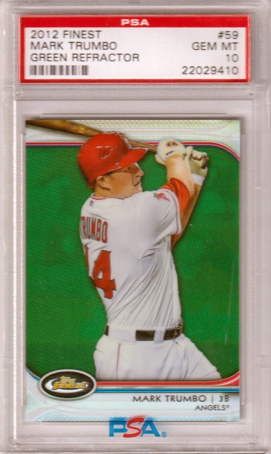 MARK TRUMBO 2012 Topps Finest Green Refractor #/199 PSA 10 GEM MINT - ANGELS - Columbia Hobby - Sports Card Boxes - Toploaders - Card Savers