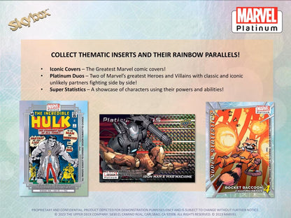 Marvel Platinum Trading Cards Hobby Box (Upper Deck 2023 2024) - Columbia Hobby - Sports Card Boxes - Toploaders - Card Savers