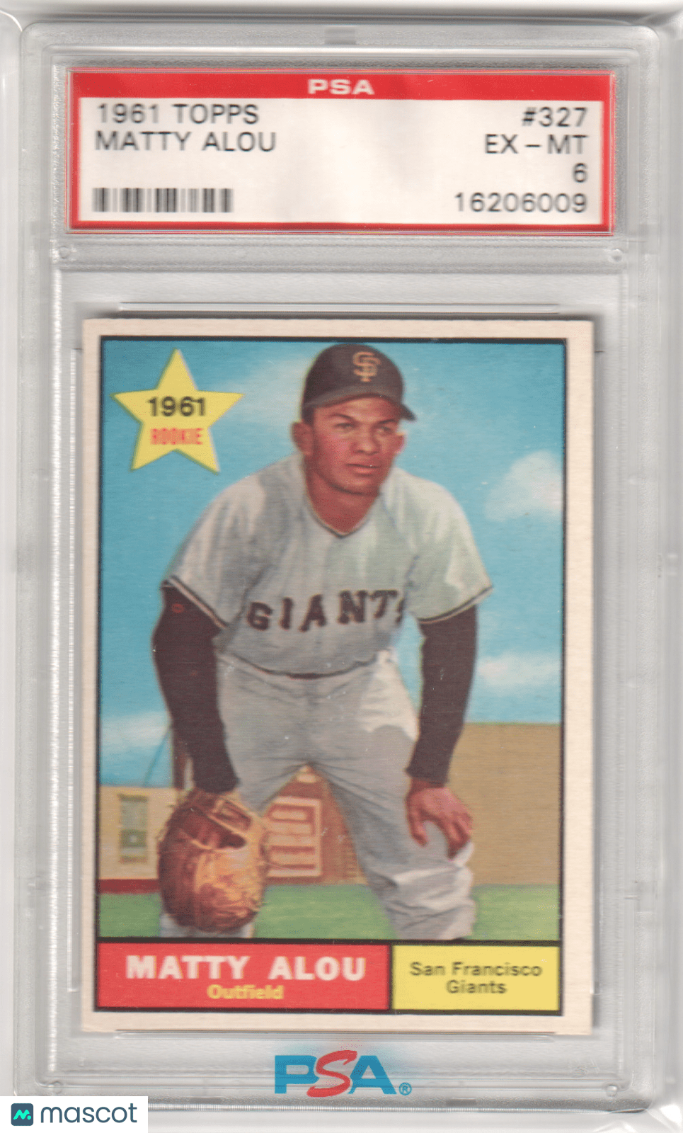 MATTY ALOU 1961 Topps #327 PSA 6 EX - MT - GIANTS - Columbia Hobby - Sports Card Boxes - Toploaders - Card Savers
