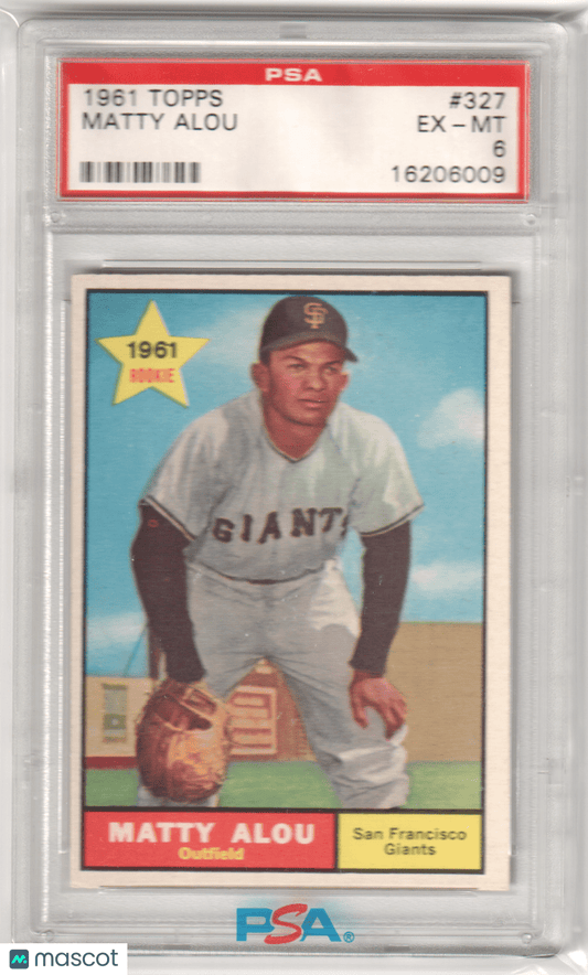 MATTY ALOU 1961 Topps #327 PSA 6 EX - MT - GIANTS - Columbia Hobby - Sports Card Boxes - Toploaders - Card Savers