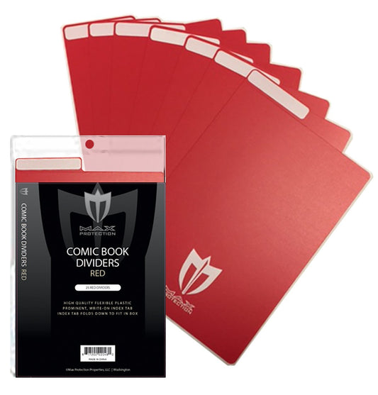 Max Pro Comic Book Dividers - Red - 25ct Pack - Columbia Hobby - Sports Card Boxes - Toploaders - Card Savers