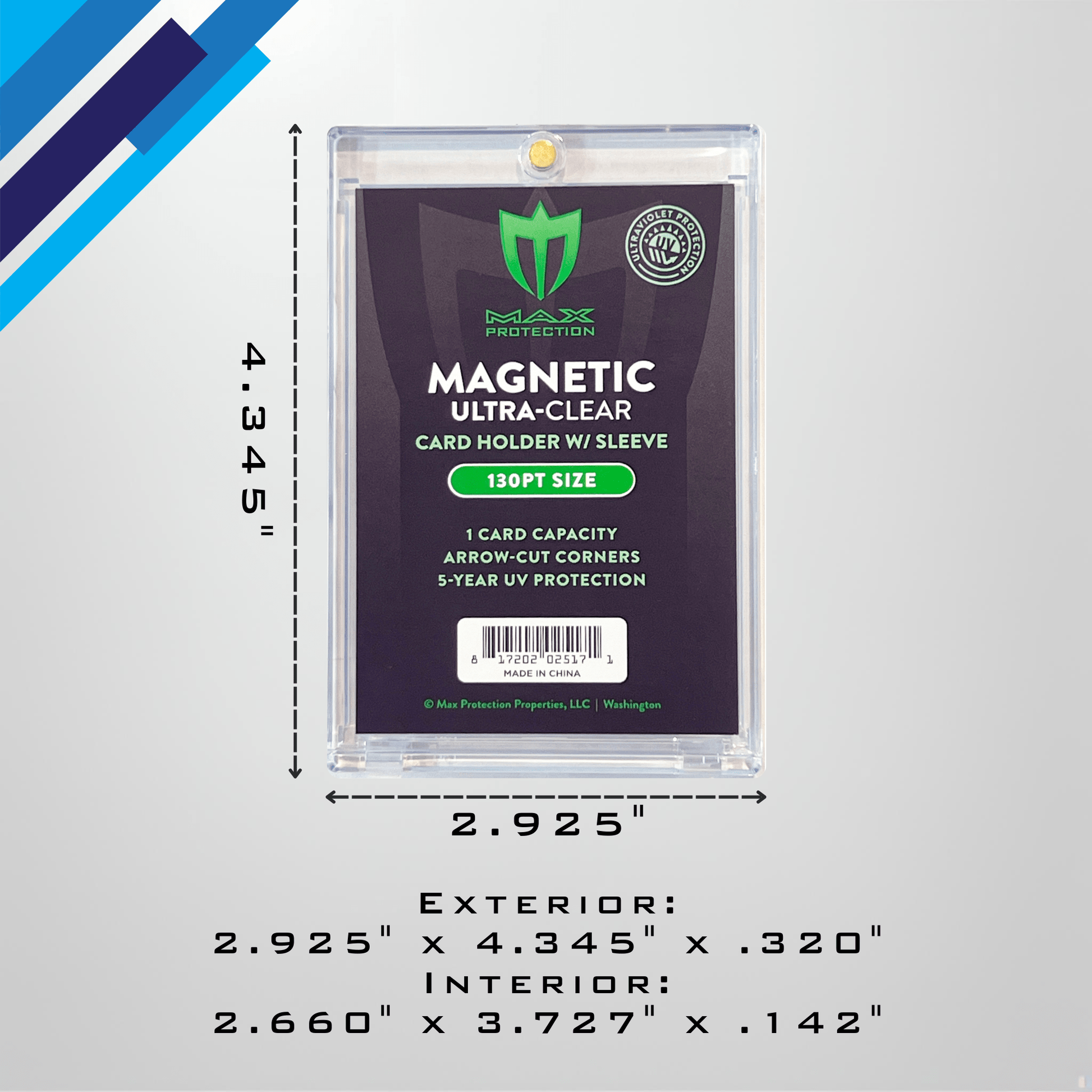 Max Pro Ultra Clear Magnetic Card Holder 130pt w/Sleeve Size - Columbia Hobby - Sports Card Boxes - Toploaders - Card Savers