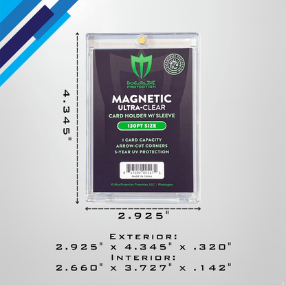 Max Pro Ultra Clear Magnetic Card Holder 130pt w/Sleeve Size - Columbia Hobby - Sports Card Boxes - Toploaders - Card Savers
