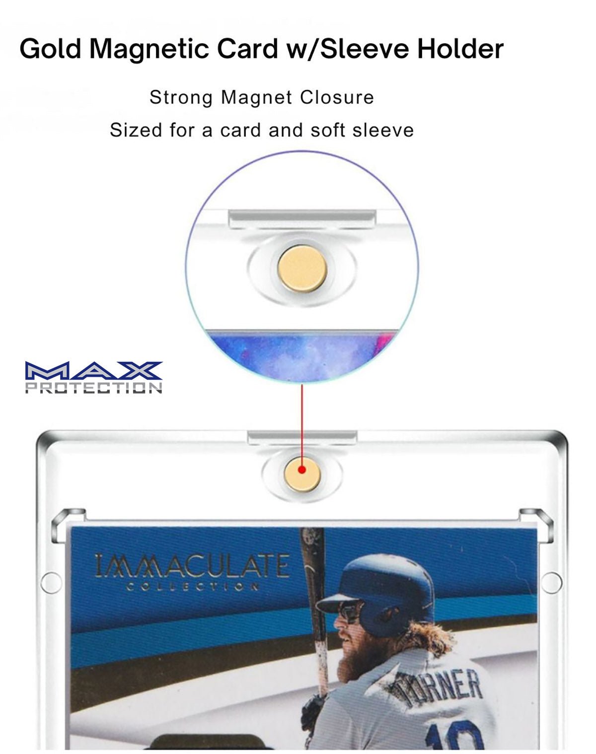 Max Pro Ultra Clear Magnetic Card Holder 130pt w/Sleeve Size - Columbia Hobby - Sports Card Boxes - Toploaders - Card Savers