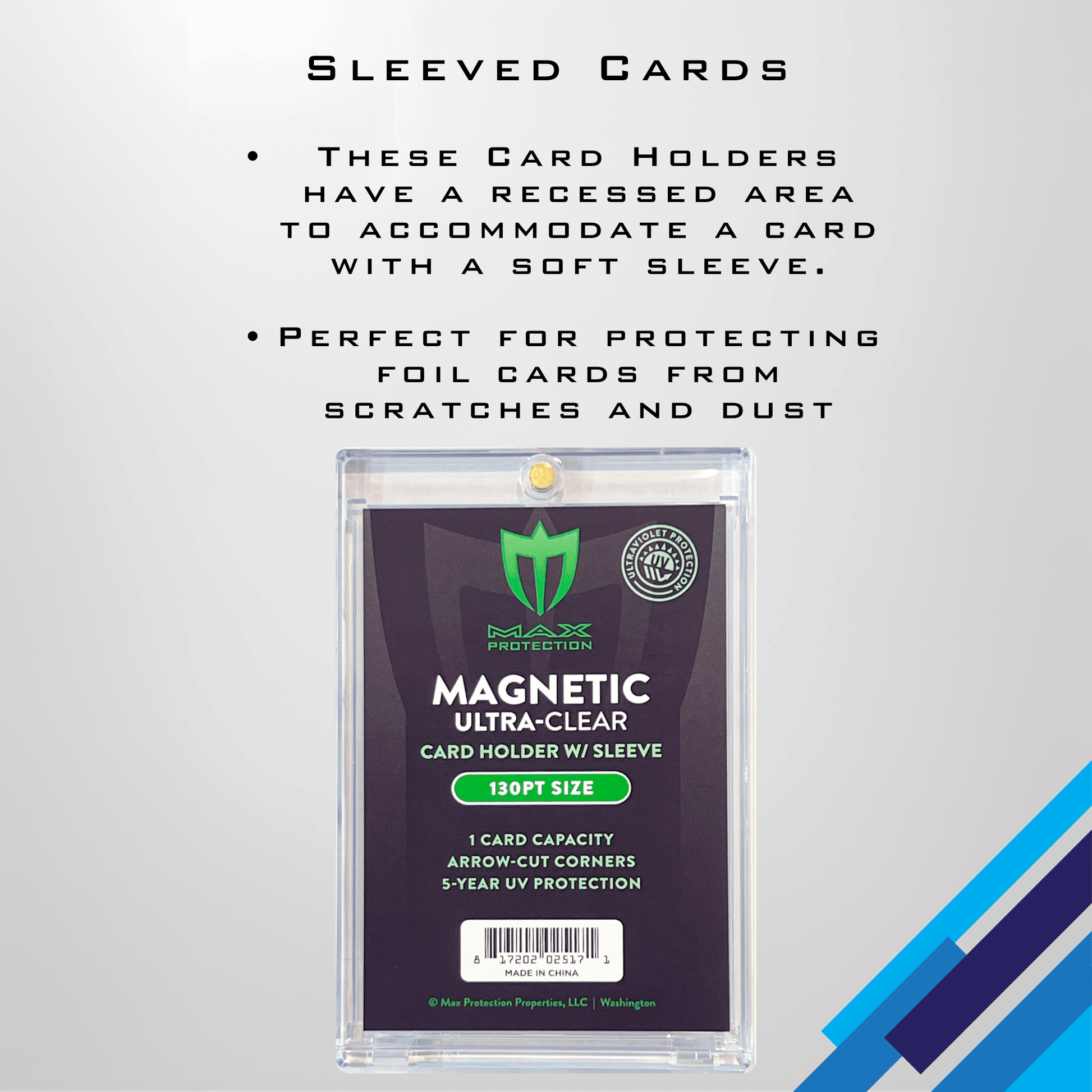 Max Pro Ultra Clear Magnetic Card Holder 130pt w/Sleeve Size - Columbia Hobby - Sports Card Boxes - Toploaders - Card Savers