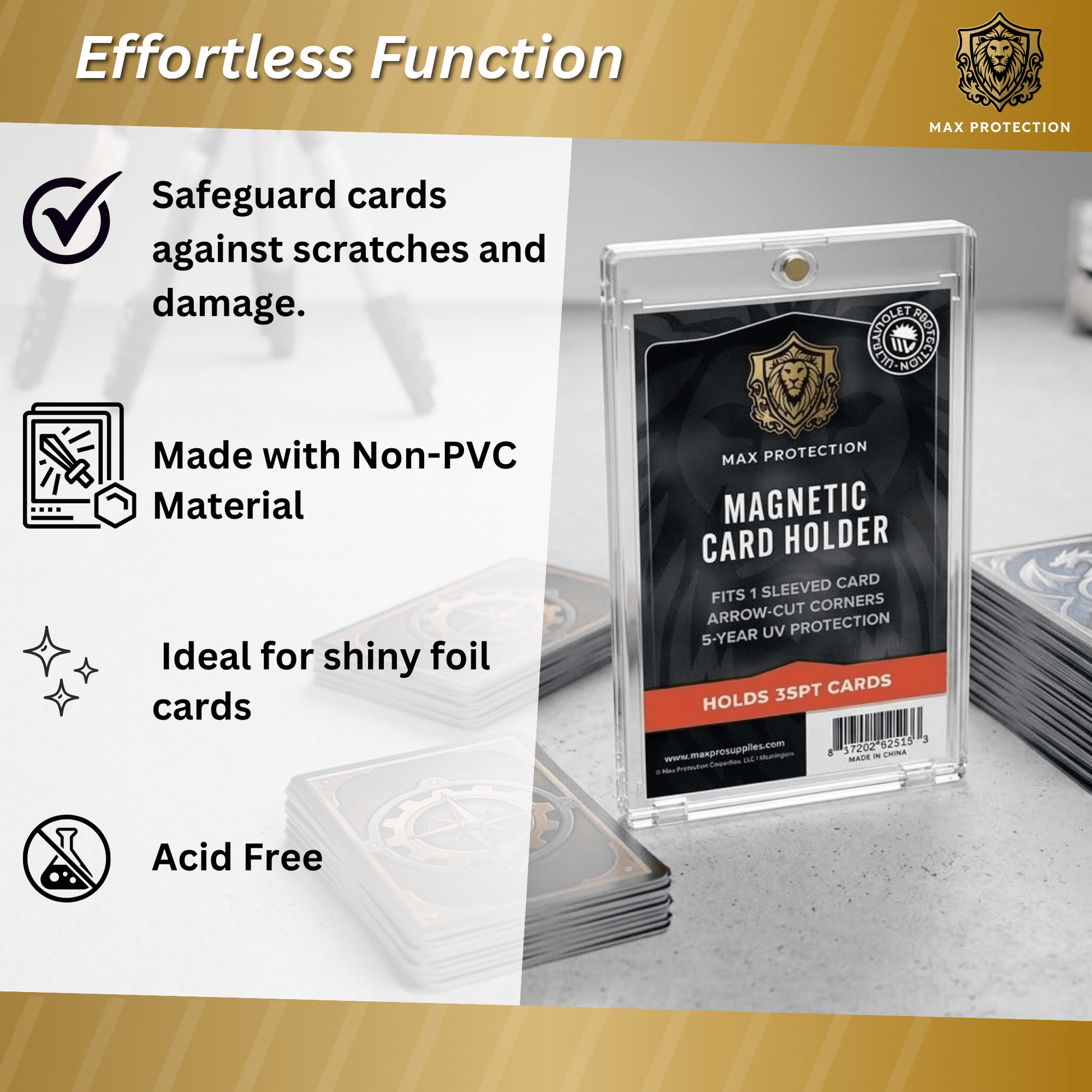 Max Pro Ultra Clear Magnetic Card Holder 35pt w/Sleeve Size - Columbia Hobby - Sports Card Boxes - Toploaders - Card Savers