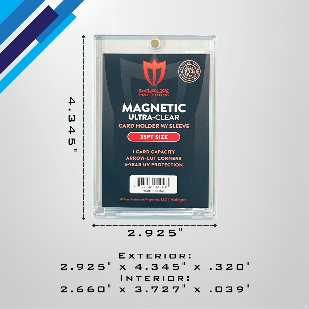 Max Protection 25ct Max Pro UV Ultra Clear Magnetic Card Holder 35pt w/Soft Sleeve Size Max Protection 25ct Max Pro UV Ultra Clear Magnetic Card Holder 35pt w/Soft Sleeve Size