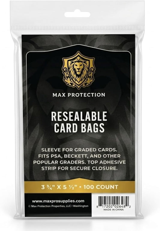 Max Protection Graded Card Sleeves (100 Count) – Resealable Slab Bags for PSA, SGC, BGS & CGC Graded Cards - Columbia Sports Cards