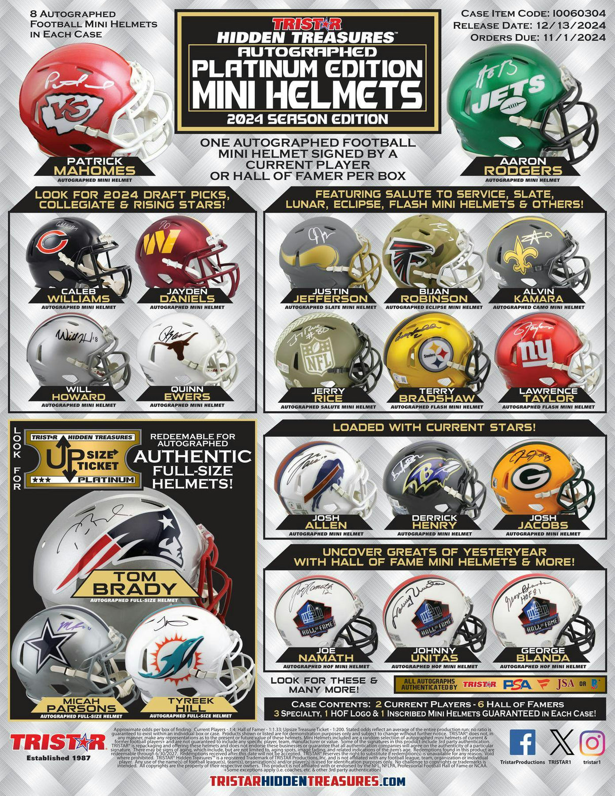 2024 TriStar Autograph Platinum Edition Football Mini Helmet Season Edition Hobby Box