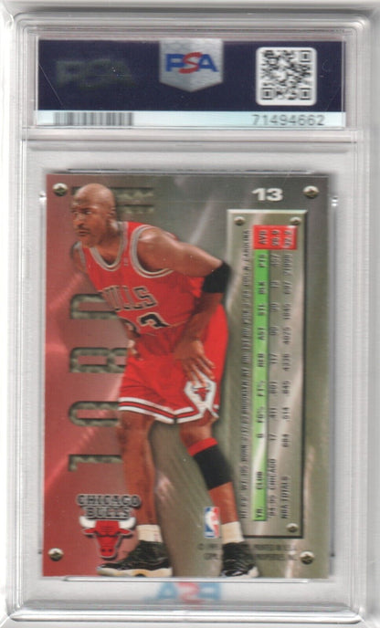 MICHAEL JORDAN 1995 - 96 Metal #13 PSA 9 MINT - BULLS - Columbia Hobby - Sports Card Boxes - Toploaders - Card Savers