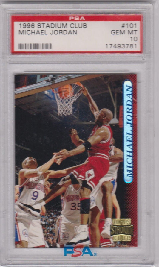 MICHAEL JORDAN 1996 - 97 Topps Stadium Club #101 PSA 10 GEM MINT - BULLS - Columbia Hobby - Sports Card Boxes - Toploaders - Card Savers