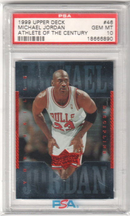 MICHAEL JORDAN 1999 Upper Deck MJ Athlete Of The Century #46 PSA 10 GEM MINT - Columbia Hobby - Sports Card Boxes - Toploaders - Card Savers
