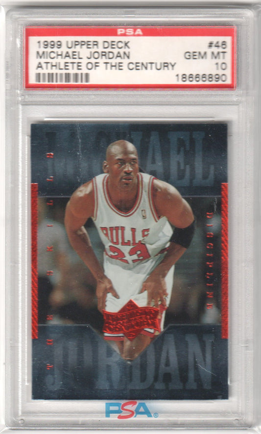 MICHAEL JORDAN 1999 Upper Deck MJ Athlete Of The Century #46 PSA 10 GEM MINT - Columbia Hobby - Sports Card Boxes - Toploaders - Card Savers