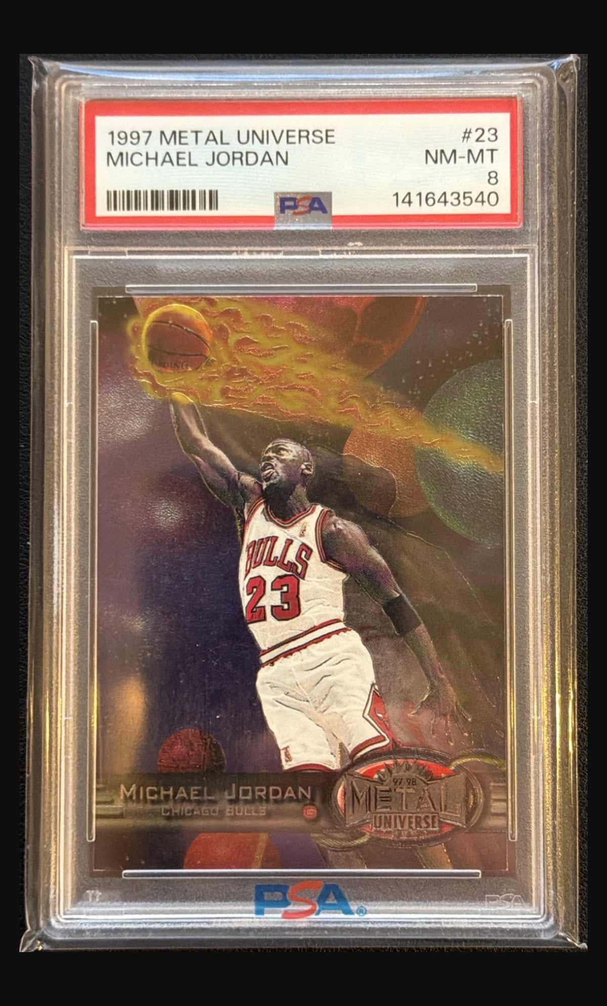 1997 Metal Universe Michael Jordan #23 graded PSA 8 trading card - front