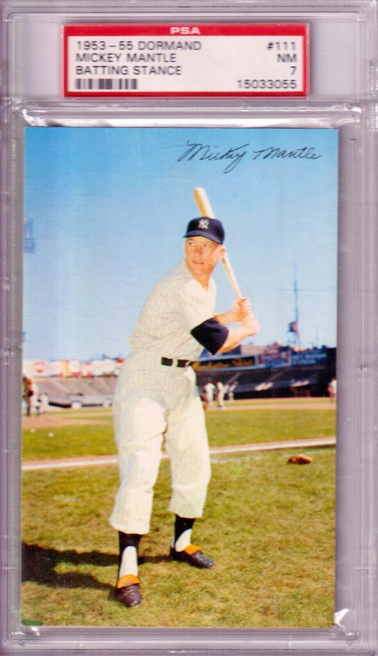 MICKEY MANTLE 1953 - 55 Dormand Batting Stance #111 PSA 7 NM - YANKEES - Columbia Hobby - Sports Card Boxes - Toploaders - Card Savers