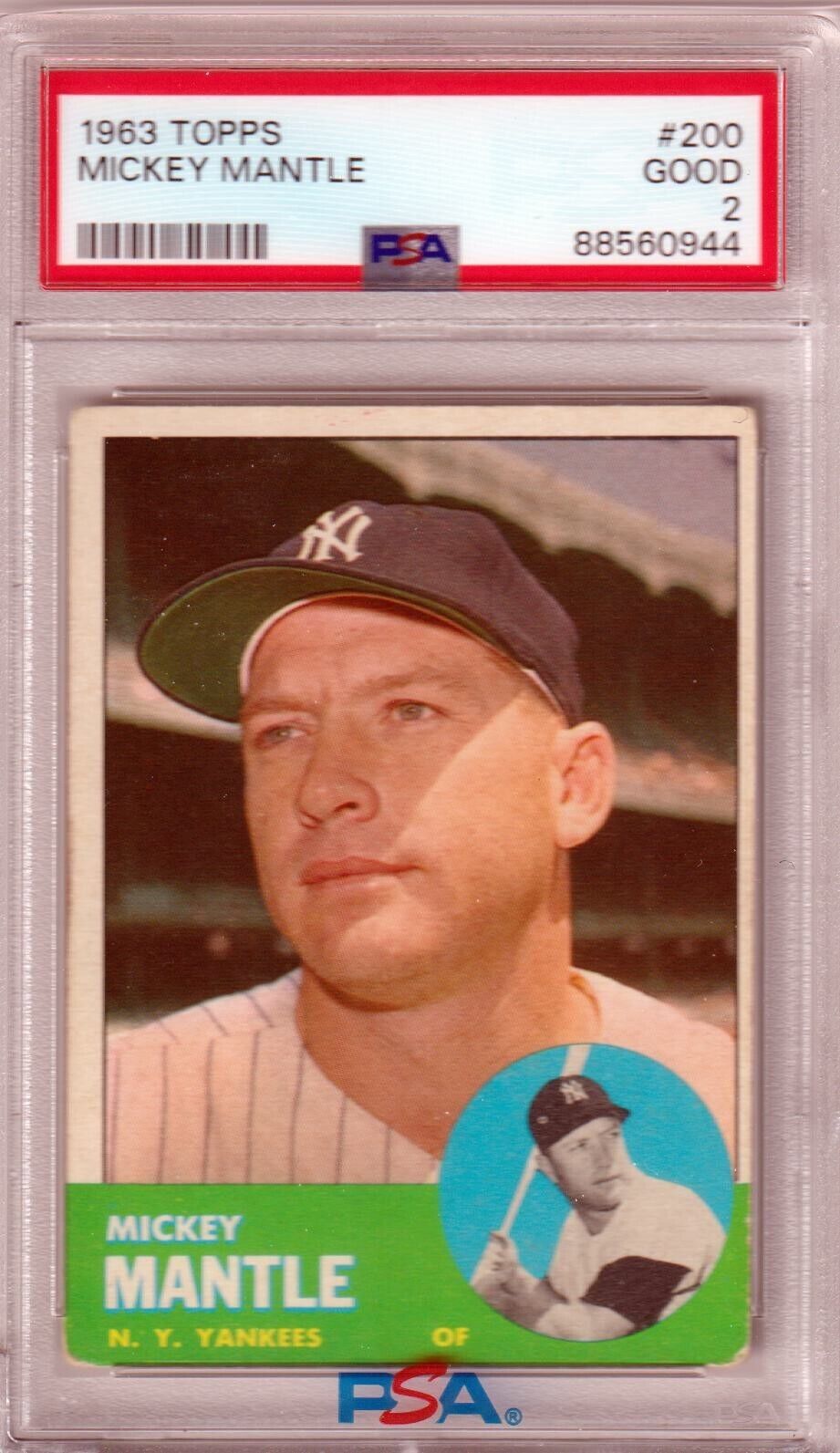 MICKEY MANTLE 1963 Topps #200 PSA 2 GOOD - YANKEES - Columbia Hobby - Sports Card Boxes - Toploaders - Card Savers