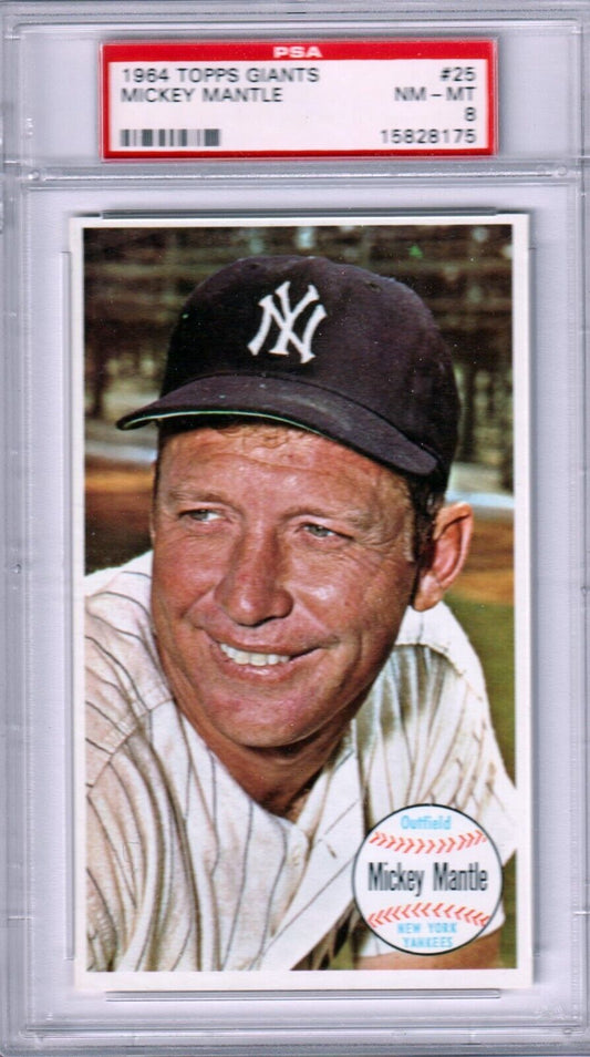 MICKEY MANTLE 1964 Topps Giants #25 PSA 8 NM - MT - YANKEES - Columbia Hobby - Sports Card Boxes - Toploaders - Card Savers
