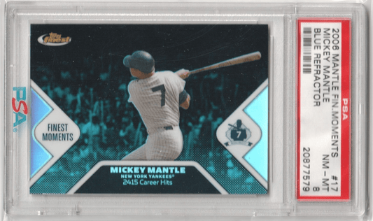 MICKEY MANTLE 2006 Topps Finest Moments Blue Refractor #/299 PSA 10 GEM MINT - Columbia Hobby - Sports Card Boxes - Toploaders - Card Savers