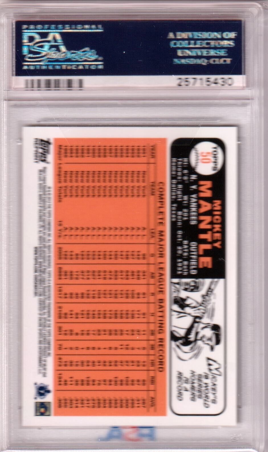 MICKEY MANTLE 2012 Topps 1966 Reprint Gold Refractor #50 PSA 10 GEM MINT YANKEES - Columbia Hobby - Sports Card Boxes - Toploaders - Card Savers