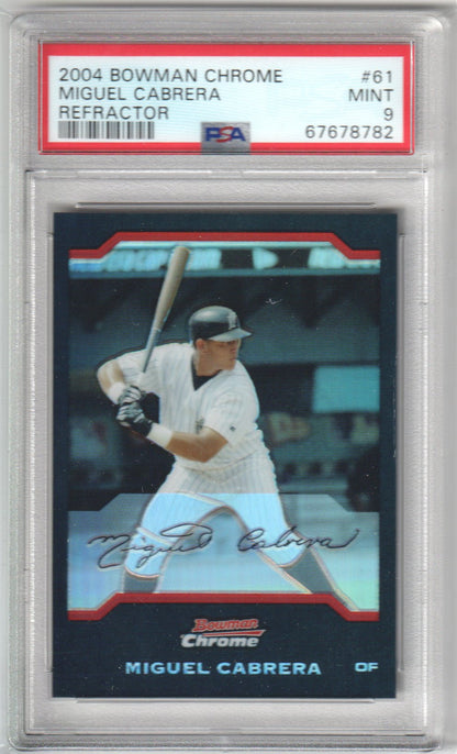 MIGUEL CABRERA 2004 Bowman Chrome #61 Refractor PSA 9 MINT - TIGERS Pop 9 - Columbia Hobby - Sports Card Boxes - Toploaders - Card Savers